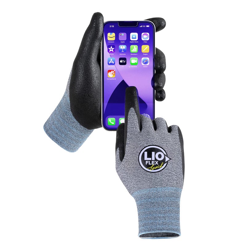LIO FLEX Touch Screen Gloves - 3 Pairs, Grey, XL - Image 1